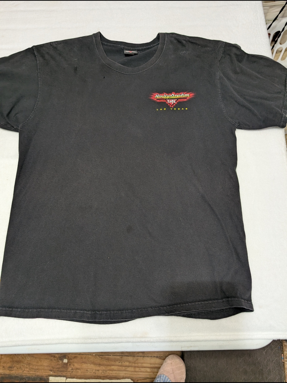 Vintage Harley-Davidson Black Tee with Red and Yellow Logo Size Large